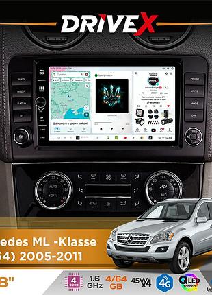 Штатная магнитола для mercedes ml -klasse (w164) 2005-2011 drivex s3 qled 8" с физическими кнопками android 8-ядерный 1.6ггц 4x64гб