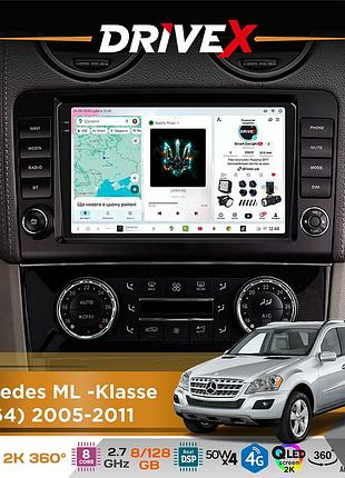 Штатная магнитола для mercedes ml -klasse (w164) 2005-2011 drivex s7+ 2k qled 9" android 8-ядерный 2.7ггц 8x128гб sim-карта 3g/4g