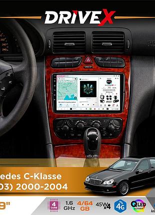 Штатная магнитола для mercedes c-klasse (w203) 2000-2004 drivex s3 qled 9" android 8-ядерный 1.6ггц 4x64гб sim-карта 3g/4g 7388