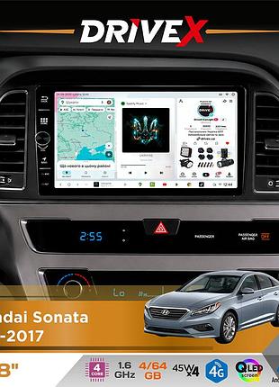 Штатная магнитола для hyundai sonata 2015-2017 drivex s3 qled 8" с физическими кнопками android 8-ядерный 1.6ггц 4x64гб sim-карта