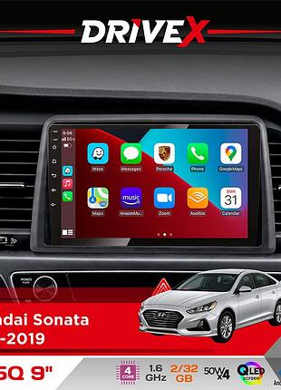 Штатная магнитола для hyundai sonata 2018-2019 drivex un5 qled 9" android 4-ядерный 2+32гб 4x45w беспроводной carplay и androidauto