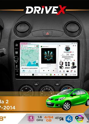 Штатная магнитола для mazda 2 2007-2014 drivex s3 qled 8" с физическими кнопками android 8-ядерный 1.6ггц 4x64гб sim-карта 3g/4g