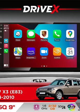 Штатна магнітола для bmw x3 (e83) 2004-2010 drivex un5 qled 9" android 4-ядерний 2+32гб 4x45w бездротовий carplay та androidauto