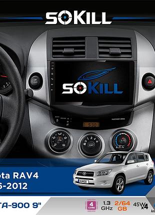 Штатная магнитола для toyota rav4 2006-2012 sokill delta-900 9" android 4-ядерный 2+64гб 4x45w беспроводной carplay и androidauto