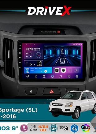Штатна магнітола для kia sportage (sl) 2010-2016 drivex se-903 qled 9" android 8-ядерний 4+64гб sim-картка 3g/4g dsp