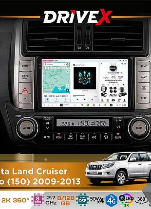 Штатная магнитола для toyota land cruiser prado (150) 2009-2013 drivex s7+ 2k qled 9" android 8-ядерный 2.7ггц 8x128гб sim-карта