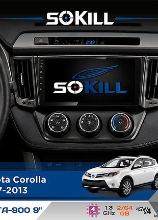 Штатная магнитола для toyota corolla 2007-2013 sokill delta-900 9" android 4-ядерный 2+64гб 4x45w беспроводной carplay и