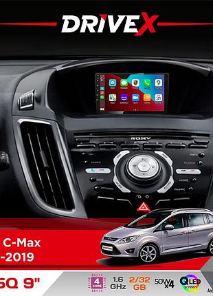Штатная магнитола для ford c-max 2010-2019 drivex un5 qled 9" android 4-ядерный 2+32гб 4x45w беспроводной carplay и androidauto