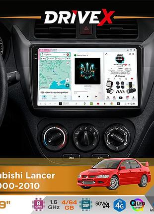 Штатная магнитола для mitsubishi lancer ix 2000-2010 drivex s4 qled 9" android 8-ядерный 1.6ггц 4x64гб sim-карта 3g/4g tda7851