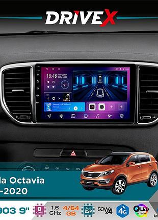 Штатна магнітола для kia sportage (ql) 2015-2018 drivex se-903 qled 9" android 8-ядерний 4+64гб sim-картка 3g/4g dsp