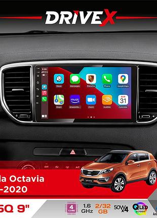 Штатна магнітола для kia sportage (ql) 2015-2018 drivex un5 qled 9" android 4-ядерний 2+32гб 4x45w бездротовий carplay та