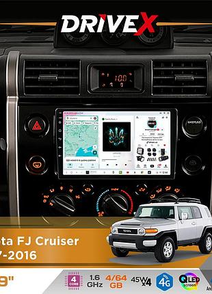 Штатная магнитола для toyota fj cruiser 2007-2016 drivex s3 qled 9" android 8-ядерный 1.6ггц 4x64гб sim-карта 3g/4g 7388 4x45w asp