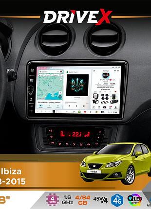 Штатная магнитола для seat ibiza 2008-2015 drivex s3 qled 8" с физическими кнопками android 8-ядерный 1.6ггц 4x64гб sim-карта 3g/4g