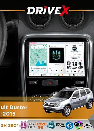 Штатная магнитола для renault duster 2010-2015 drivex s7+ 2k qled 9" android 8-ядерный 2.7ггц 8x128гб sim-карта 3g/4g ak7808 ab