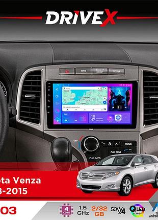 Штатная магнитола для toyota venza 2008-2015 drivex a-903 qled 9" android 4-ядерный 2+32гб 4x50w(tda7851) беспроводной carplay и