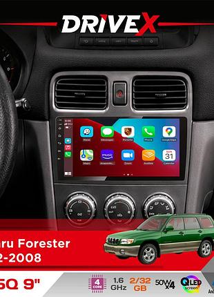 Штатная магнитола для subaru forester 2002-2008 drivex un5 qled 9" android 4-ядерный 2+32гб 4x45w беспроводной carplay и