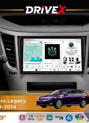 Штатная магнитола для subaru legacy 2009-2014 drivex s4 qled 9" android 8-ядерный 1.6ггц 4x64гб sim-карта 3g/4g tda7851 4x50w dsp