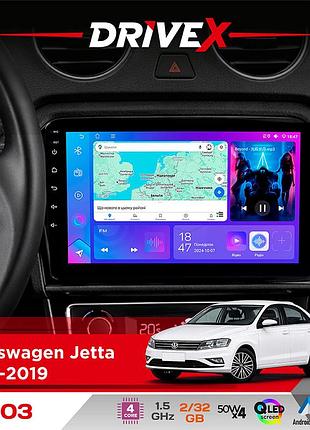 Штатная магнитола для volkswagen jetta 2013-2019 drivex a-903 qled 9" android 4-ядерный 2+32гб 4x50w(tda7851) беспроводной carplay