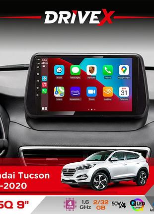Штатна магнітола для hyundai tucson 2018-2020 drivex un5 qled 9" android 4-ядерний 2+32гб 4x45w бездротовий carplay та androidauto