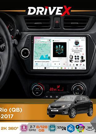 Штатная магнитола для kia rio (qb) 2011-2017 drivex s7+ 2k qled 9" android 8-ядерный 2.7ггц 8x128гб sim-карта 3g/4g ak7808 ab