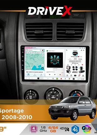 Штатная магнитола для kia sportage (km) 2008-2010 drivex s3 qled 9" android 8-ядерный 1.6ггц 4x64гб sim-карта 3g/4g 7388 4x45w asp