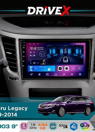 Штатная магнитола для subaru legacy 2009-2014 drivex se-903 qled 9" android 8-ядерный 4+64гб sim-карта 3g/4g dsp 4x50w(tda7851)