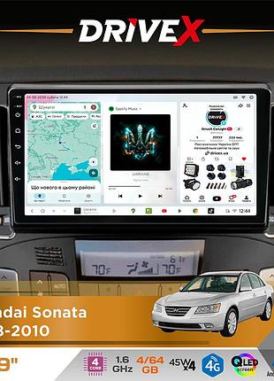 Штатная магнитола для hyundai sonata 2008-2010 drivex s3 qled 9" android 8-ядерный 1.6ггц 4x64гб sim-карта 3g/4g 7388 4x45w asp