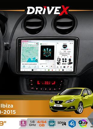 Штатная магнитола для seat ibiza 2008-2015 drivex s4 qled 9" android 8-ядерный 1.6ггц 4x64гб sim-карта 3g/4g tda7851 4x50w dsp