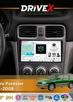 Штатна магнітола для subaru forester 2002-2008 drivex s7 2k qled 9" android 8-ядерний 2.7ггц 6x64гб sim-картка 3g/4g ak7808 ab