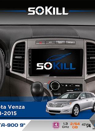 Штатная магнитола для toyota venza 2008-2015 sokill delta-900 9" android 4-ядерный 2+64гб 4x45w беспроводной carplay и androidauto