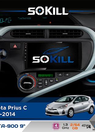 Штатная магнитола для toyota prius c 2012-2014 sokill delta-900 9" android 4-ядерный 2+64гб 4x45w беспроводной carplay и