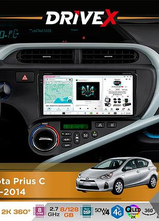 Штатная магнитола для toyota prius c 2012-2014 drivex s7+ 2k qled 9" android 8-ядерный 2.7ггц 8x128гб sim-карта 3g/4g ak7808 ab