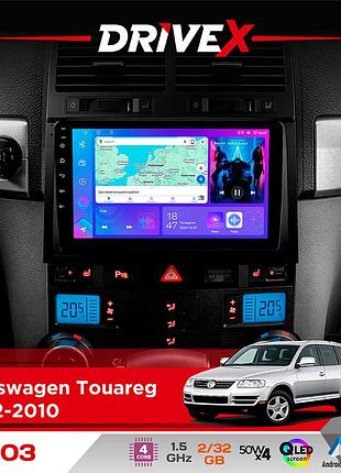 Штатная магнитола для volkswagen touareg 2002-2010 drivex a-903 qled 9" android 4-ядерный 2+32гб 4x50w(tda7851) беспроводной carplay