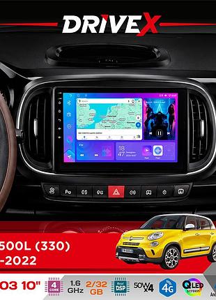 Штатна магнітола для fiat 500l (330) 2012-2022 drivex a-1003 qled 10" android 2+32гб 4-ядерний 4x50w(tda7851) бездротовий carplay