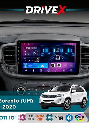 Штатная магнитола для kia sorento (um) 2014-2020 drivex se-1011 qled 10" android 4-ядерный 4+64гб dsp 4x50w(tda7851) беспроводной