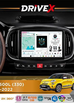 Штатная магнитола для fiat 500l (330) 2012-2022 drivex s7+ 2k qled 10" android 8-ядерный 2.7ггц 8x128гб sim-карта 3g/4g ak7808 ab