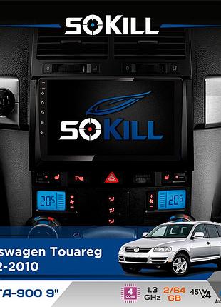 Штатная магнитола для volkswagen touareg 2002-2010 sokill delta-900 9" android 4-ядерный 2+64гб 4x45w беспроводной carplay и