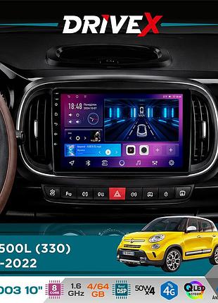 Штатная магнитола для fiat 500l (330) 2012-2022 drivex se-1003 qled 10" android 8-ядерный 4+64гб sim-карта 3g/4g dsp