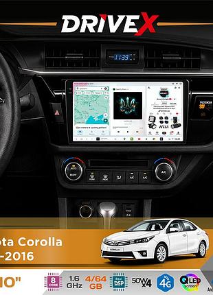 Штатная магнитола для toyota corolla 2013-2016 drivex s4 qled 10" android 8-ядерный 1.6ггц 4x64гб sim-карта 3g/4g tda7851 4x50w