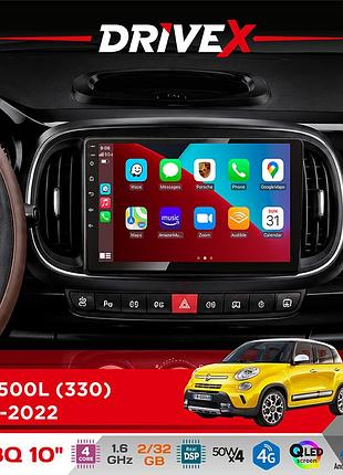 Штатная магнитола для fiat 500l (330) 2012-2022 drivex un8 qled 10" android 4-ядерный 2x32гб 4x45w беспроводной carplay и