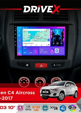Штатная магнитола для citroen c4 aircross 2012-2017 drivex a-1003 qled 10" android 2+32гб 4-ядерный 4x50w(tda7851) беспроводной