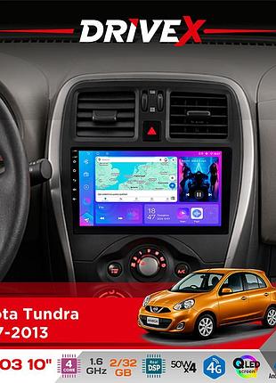 Штатная магнитола для toyota tundra 2007-2013 drivex a-1003 qled 10" android 2+32гб 4-ядерный 4x50w(tda7851) беспроводной carplay и