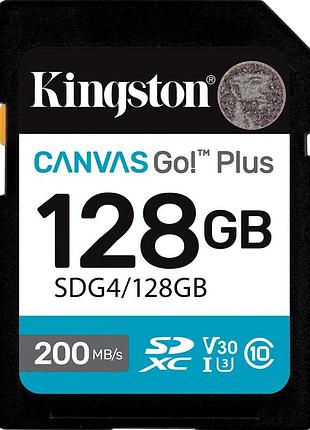 Карта пам'яті kingston sdxc canvas go! plus gen4 128 гб c10 u3 v30, модель sdg4/128gb