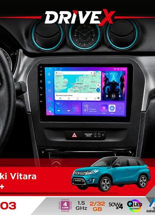 Штатная магнитола для suzuki vitara 2015+ drivex a-903 qled 9" android 4-ядерный 2+32гб 4x50w(tda7851) беспроводной carplay и