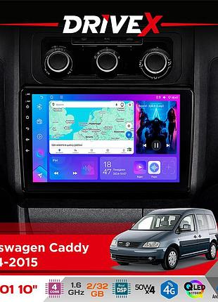 Штатная магнитола для volkswagen caddy 2004-2015 drivex a-1001 10" android 4-ядерный 2+32гб 4x45w беспроводной carplay и