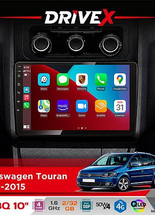 Штатная магнитола для volkswagen touran 2010-2015 drivex un8 qled 10" android 4-ядерный 2x32гб 4x45w беспроводной carplay и