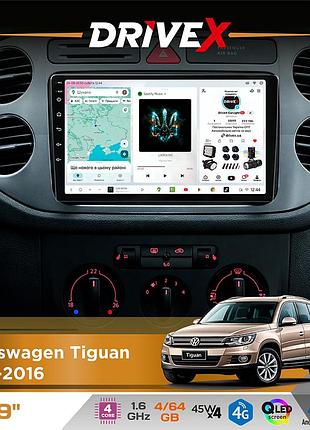 Штатная магнитола для volkswagen tiguan 2011-2016 drivex s3 qled 9" android 8-ядерный 1.6ггц 4x64гб sim-карта 3g/4g 7388 4x45w asp