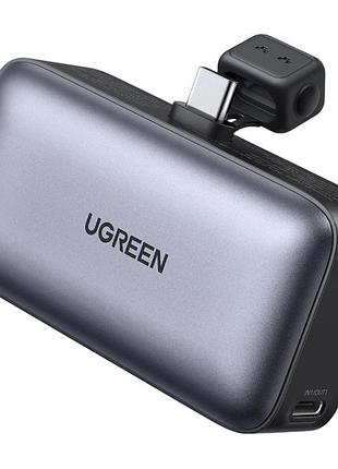 Павербанк ugreen pb503 5000mah 22.5w із вбудованим роз'ємом type-c, сірий
