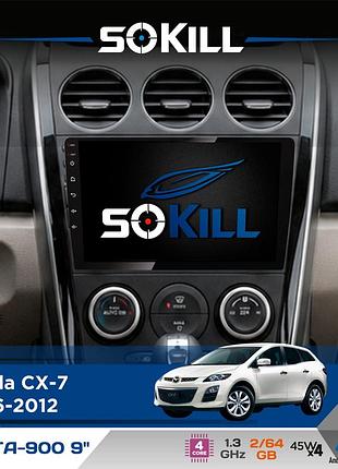 Штатная магнитола для mazda cx-7 2006-2012 sokill delta-900 9" android 4-ядерный 2+64гб 4x45w беспроводной carplay и androidauto