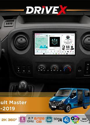 Штатная магнитола для renault master 2010-2019 drivex s7+ 2k qled 10" android 8-ядерный 2.7ггц 8x128гб sim-карта 3g/4g ak7808 ab